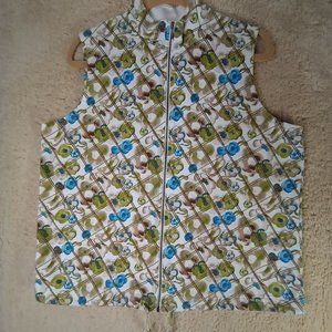 CJ Banks Womens Sz X Sleeveless Zip Up Floral Print Fleece Vest